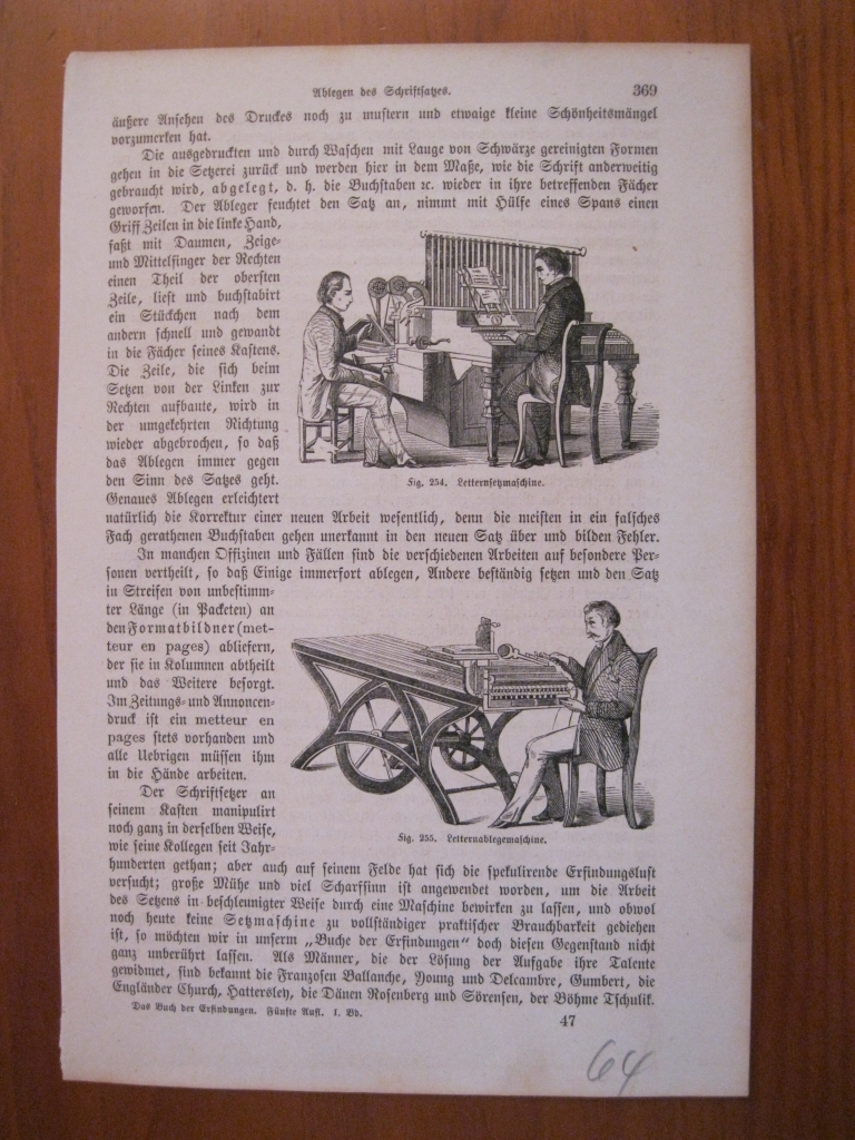 Antiguas máquinas de escribir, 1864. Anónimo.